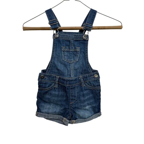 Gap Kids Girls Blue Shortalls Denim Buckle Jean Overalls Size 18-24 Months - Picture 1 of 3